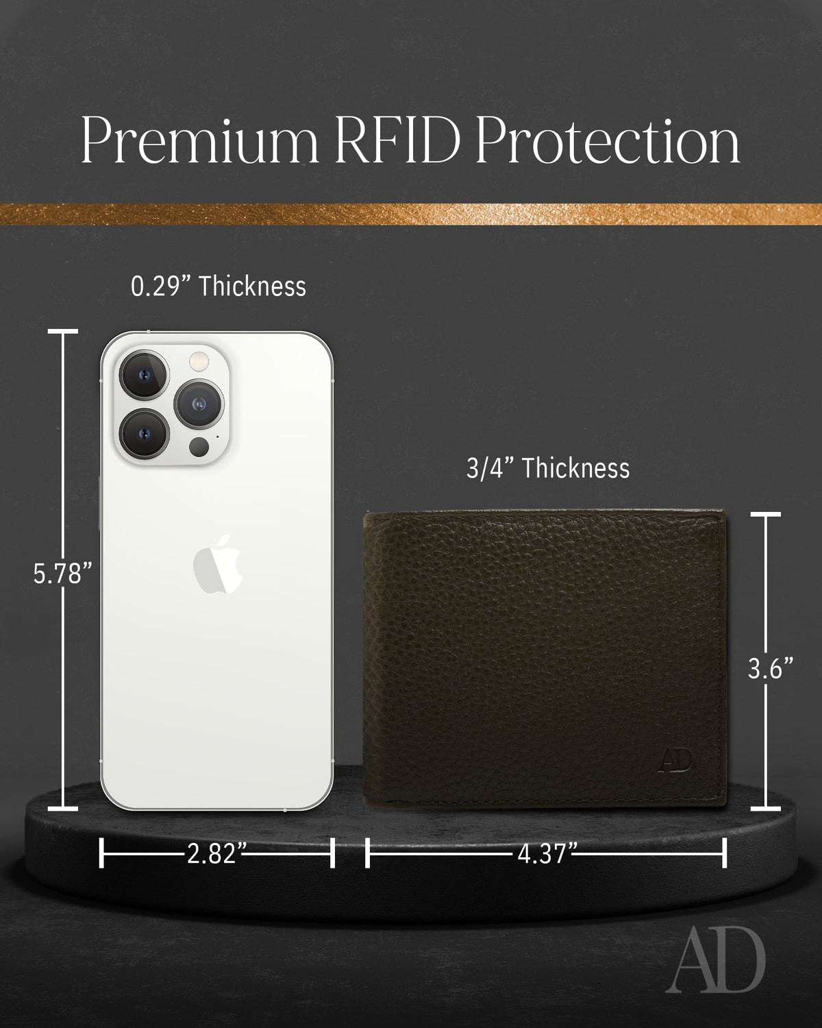 Genuine Leather Bifold Wallet – Flip-Up ID Window, RFID Blocking