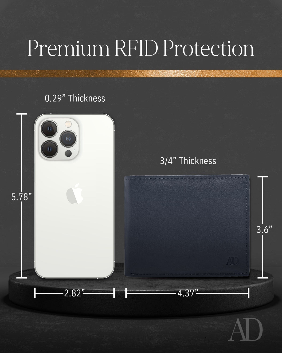 Genuine Leather Bifold Wallet – Flip-Up ID Window, RFID Blocking
