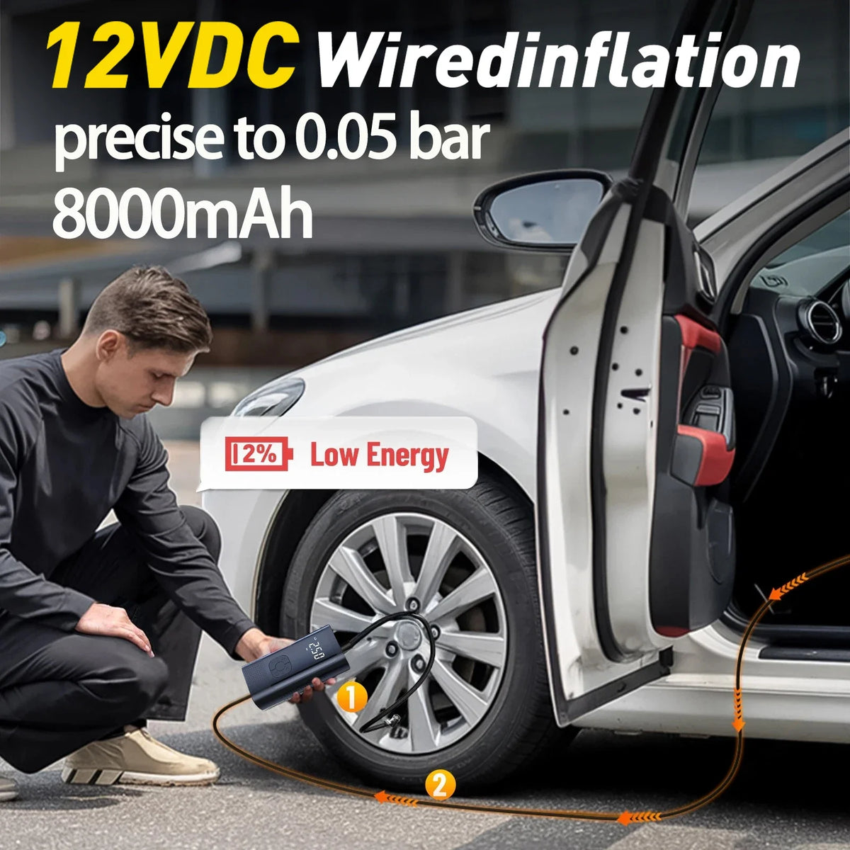 Portable Inflatable Pump | 150PSI Digital Tire Inflator with 2 Power Modes and 4 Preset Pressures
