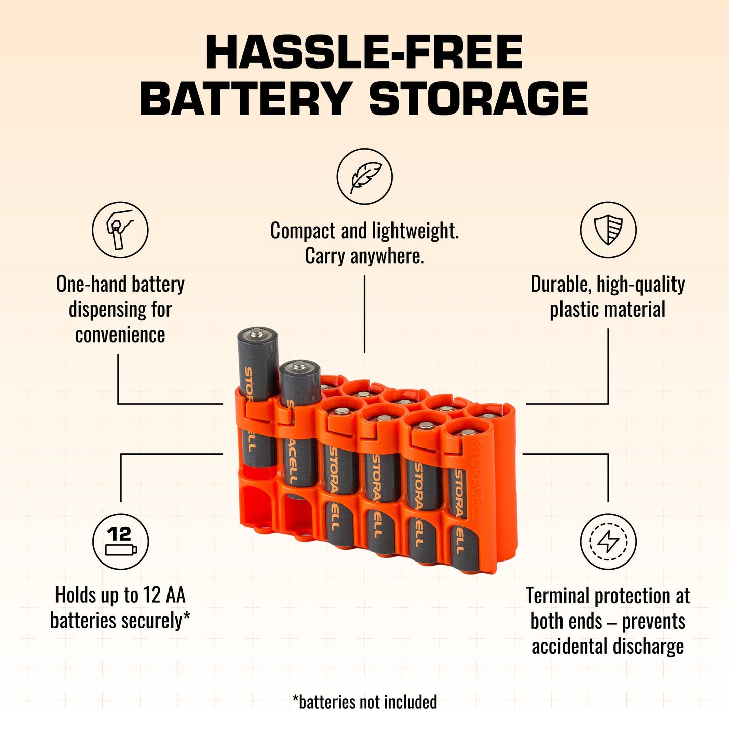 12 AA Pack Battery Caddy (Orange)