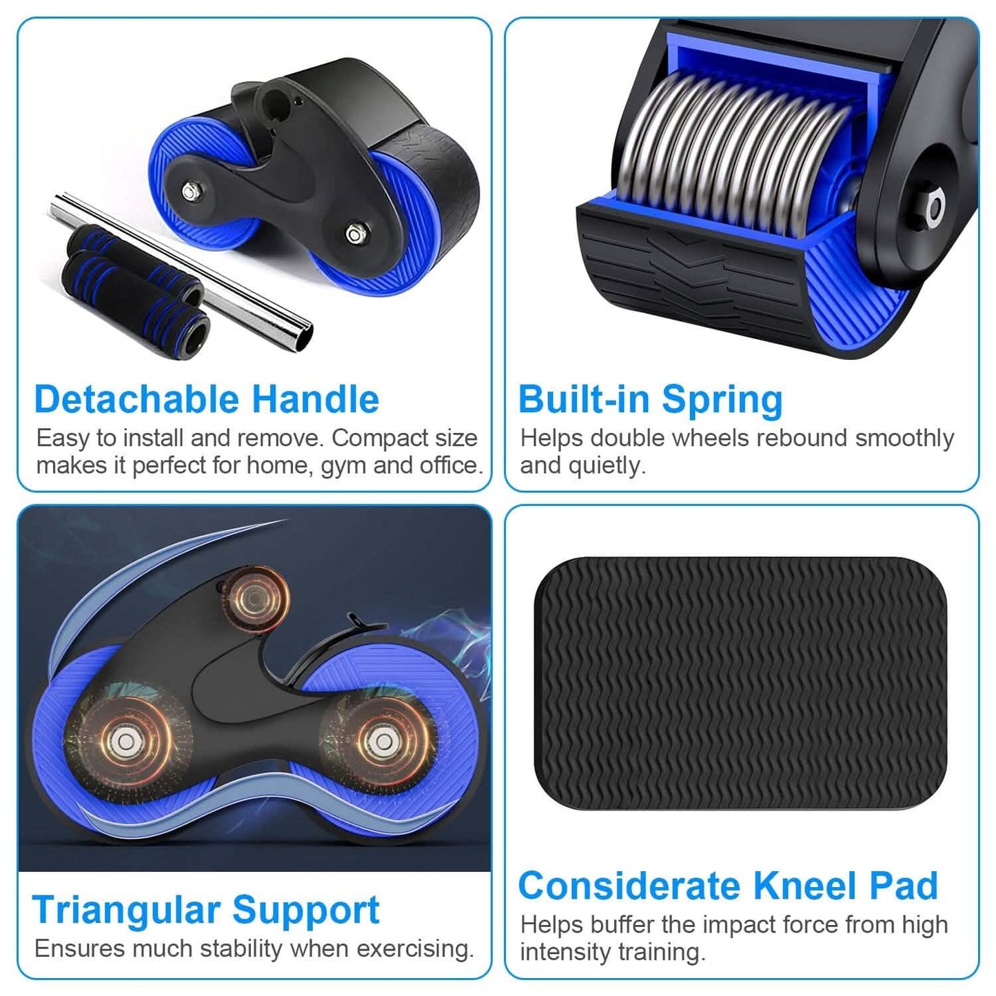 Automatic Rebound Anti-Slip AB Roller Wheel with Knee Pad Holder