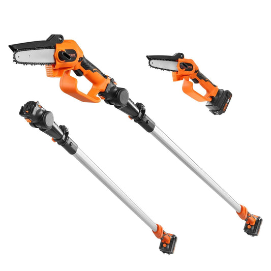 2-in-1 Cordless Pole Saw & Mini Chainsaw, 20V 2Ah Battery Pole Chainsaw, 5" Cutting Capacity 8 ft Reach Pole Saw for Branch Cutting & Tree Trimming (Battery and Blade Cover Included)